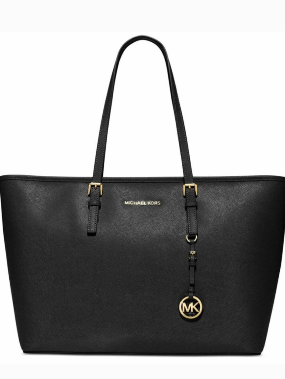 Michael Kors Jet Set Leather Travel Work Laptop Tote BLACK AUTHENTIC